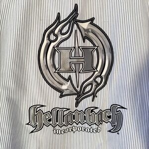 Hellanbach RED KAP 5XL Men BIKER SS Button Up Gray 3D Workwear Shirt Pinstripe